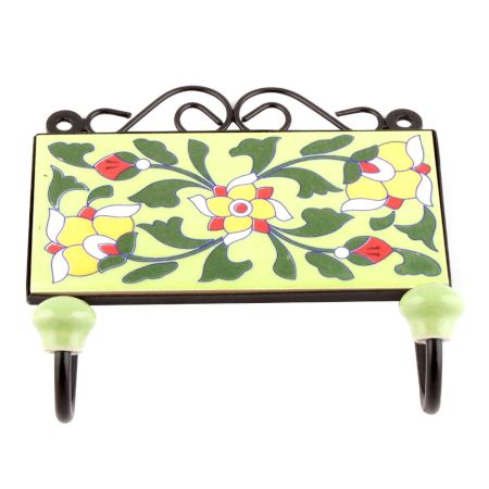Forest Green Leaf Floral Tiles Hooks Online